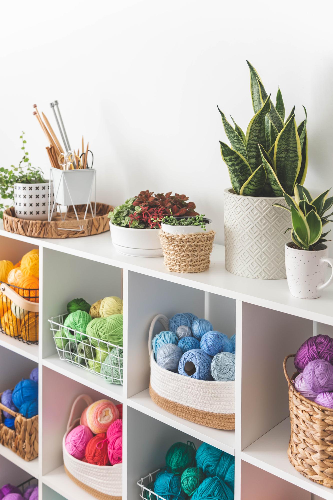 studio interior with embroidery hoops